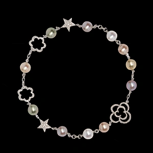 Chinese stylish silver jewelry freshwater pearl pendant necklace set