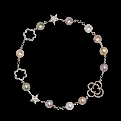 Chinese stylish silver jewelry freshwater pearl pendant necklace set