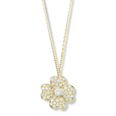 Fashion girls clover cz gold necklace 24k