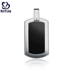 Stainless Steel Double Sides Design Wrinkle And Black Pendant Mens