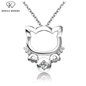 Import s925 italy silver jewelry cat pendant necklace