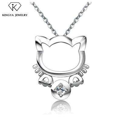 Import s925 italy silver jewelry cat pendant necklace