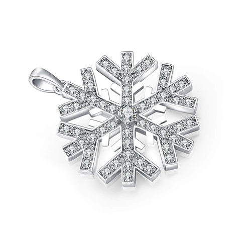 Wholesale Fine 925 Silver Rhodium Plated Jewelry Snowflake Charm Pendant