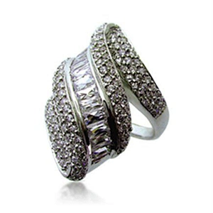 Italian jewellery artificial diamond white gold men's geared ring