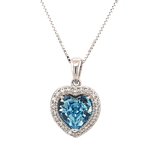 Birth Month Gemstone Necklace, Heart Necklace Silver 925 Sterling