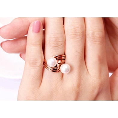 Fashion hollow design gold baroque pearl ring designs