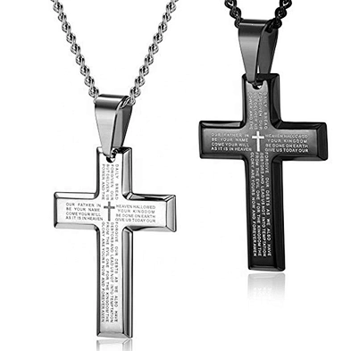 Classic and simple initial letter bible cross pendant necklace