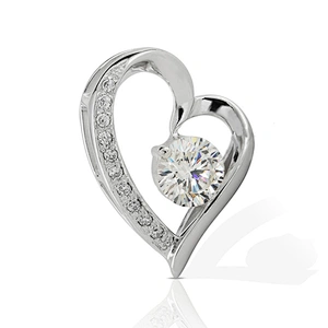 Hollow asymmetric design heart shaped aaa cz pendant