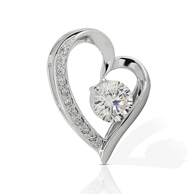 Hollow asymmetric design heart shaped aaa cz pendant