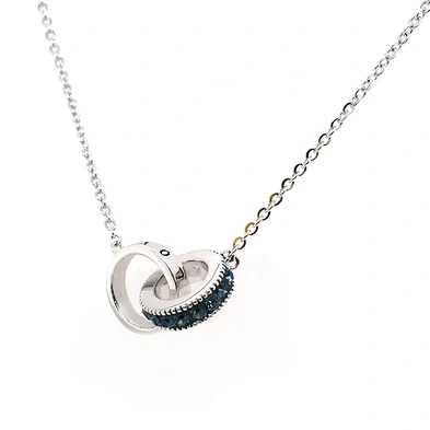 Wholesale Crosswise Blue Cz Circle And Letter Circle Design Pendant Necklace