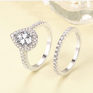 925 Sterling Silver Gemstone Stackable Eye Shaped Zircon Ring Women's