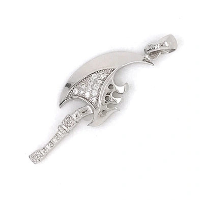 Trendy New Cz Stone Charm Custom Pendant, Micro Pave Setting Silver With Cz Jewelry, Sterling Silver Cz Axe Pendant Set