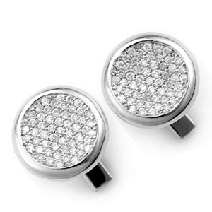Round shape aaa cubic zircon sterling silver cufflink