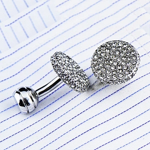 Round shape luxury silver artificial diamond cufflinks