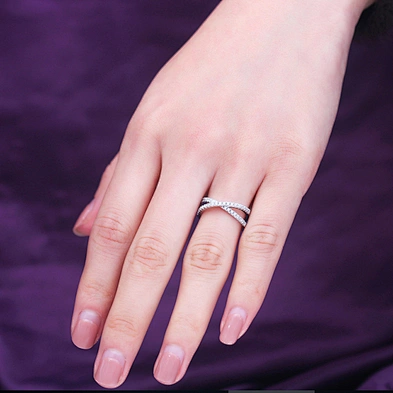 X Shape Cz Pave 925 Letter Ring, Custom Letter Rings For Women Silver