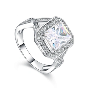 925 Silver Jewelry Geometric Cubic Zircon Drill Bit Engagement Ring