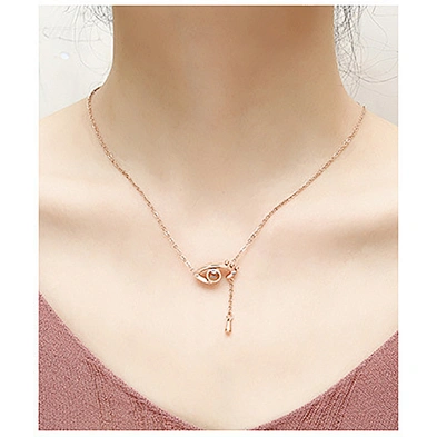 Rose Gold Evil Eye Pendant Projection I Love You Necklace 100 Languages