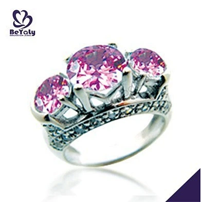 Three pink gemstone wholesale nepal silver rings jewelry