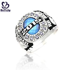 Blue enamel signet youth baseball championship rings