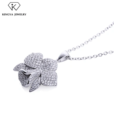 Blooming flower 925 sterling silver micro pave hiphop jewelry