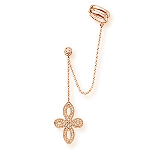 Fancy rose gold handcrafted cross design silver 24k earrings
