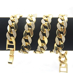 Hip Hop Jewelry Cuban Link Chain Necklace, Iced Out Cuban Link Necklace