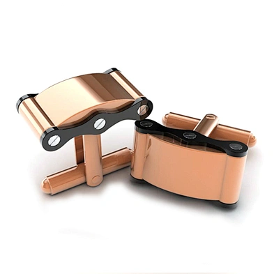 Luxurious rectangle black shell metal golden cufflink for men