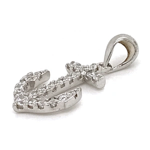 Luxury Cubic Zirconia Necklace Anchor Charm Jewelry China, Gold Anchor Pendant Cubic Zirconia Necklace Set