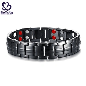 Fashion Custom Fitness Magnetic Stainless Steel Germanium Bead Bracelet Men