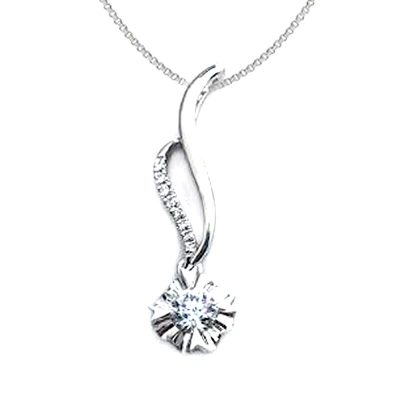 Fashion women shiny cz flower infinity necklace silver