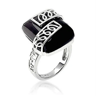 Wholesale black stone elegant men's silver ring design