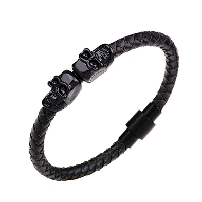 2019 leather skeleton mens hand skull bracelet silver bangle
