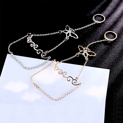 Butterfly flying blossom women silver equilibrium bracelet