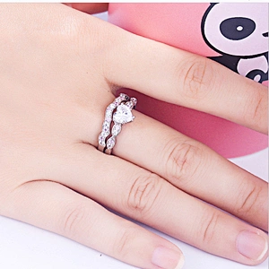 Heart Stackable Ring, 925 Sterling Silver Wave Ring Ocean Wave Band Ring