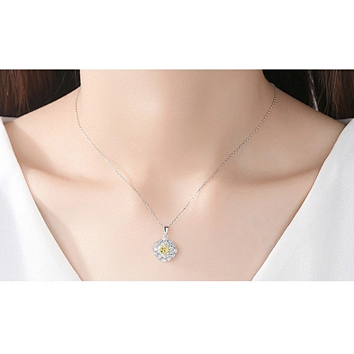 Custom design diamond shape yellow stone necklace 925 silver bisuteria