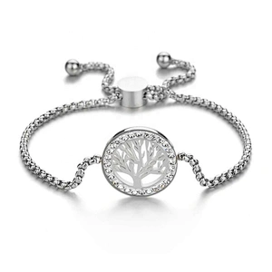 Stainless steel pull adjustable aromatherapy tree of life bracelet