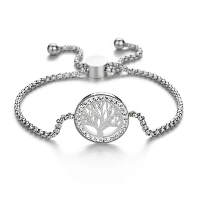 Stainless steel pull adjustable aromatherapy tree of life bracelet