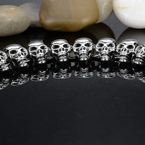 European and American punk men sewing skull titanium stainless steel bracelet hiphop