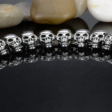European and American punk men sewing skull titanium stainless steel bracelet hiphop