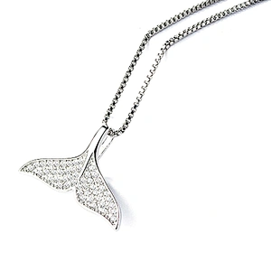 S925 sterling silver beauty mermaid tail pendant, micro setting fashionable pendant
