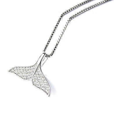 S925 sterling silver beauty mermaid tail pendant, micro setting fashionable pendant