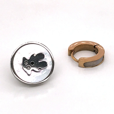 Custom made asymmetry bear design stud clip-on earing boys earrings