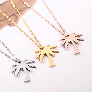Fashion Jewelry 2020 Gold Plating Stainless Steel Palm Tree Necklace
