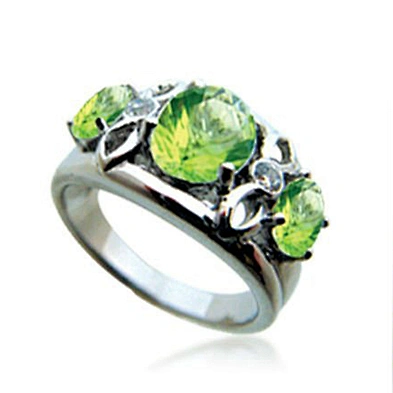 Fantastic rare green stone silver bijoux cat ears ring