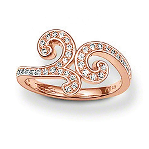 Rose gold plated cz set beauty silver big bridal rings