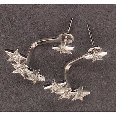Shiny star cz design silver 925 logo studded cute earrings