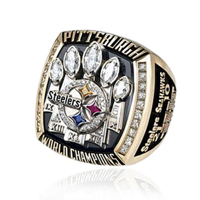 Big size shiny pittsburgh steelers crystal silver rings