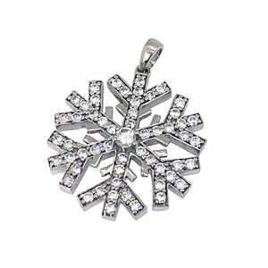Wholesale Fine 925 Silver Rhodium Plated Jewelry Snowflake Charm Pendant