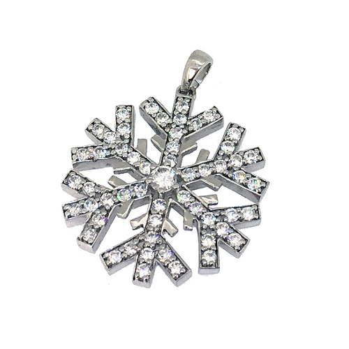 Wholesale Fine 925 Silver Rhodium Plated Jewelry Snowflake Charm Pendant