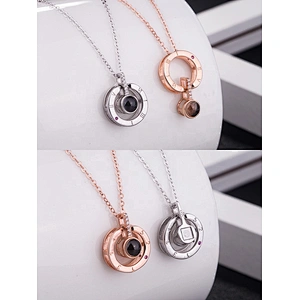 Round Eye Shape I Love You In 100 Languages Projection Necklace